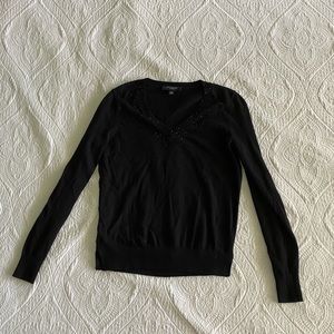 Ann Taylor Beaded Black Sweater